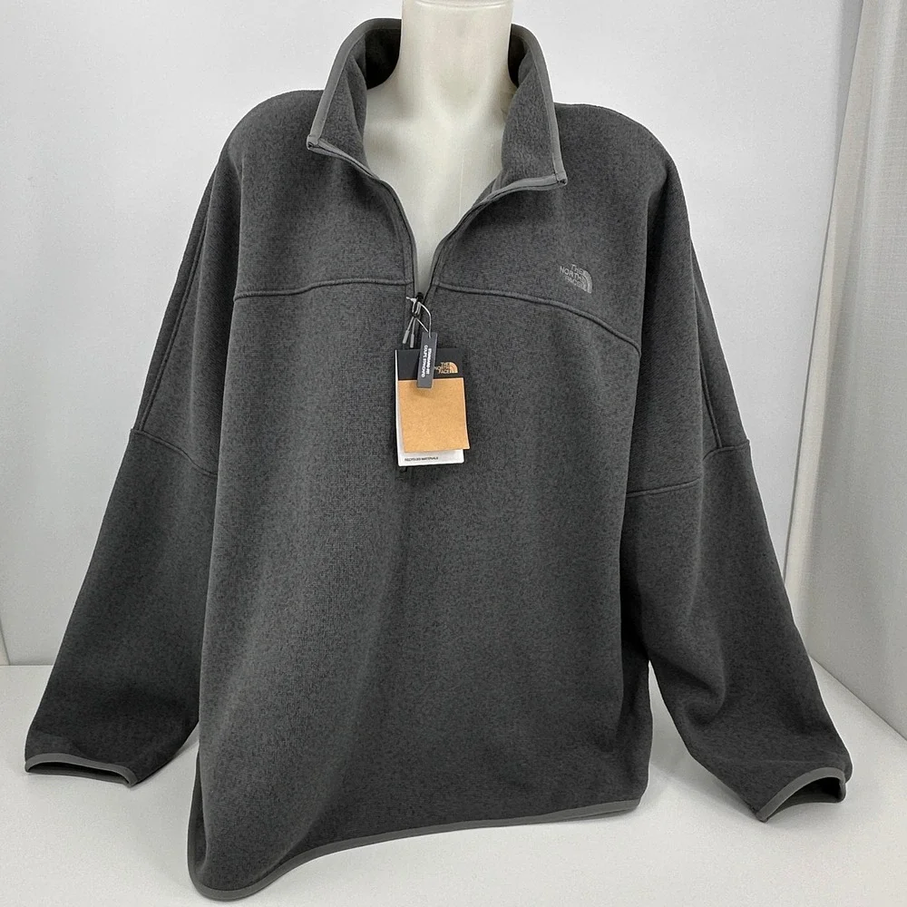 The North Face Mens Big‎ Fringe 1/2 Zip Fleece Smoked Pearl Heather 4X NF0A84JR